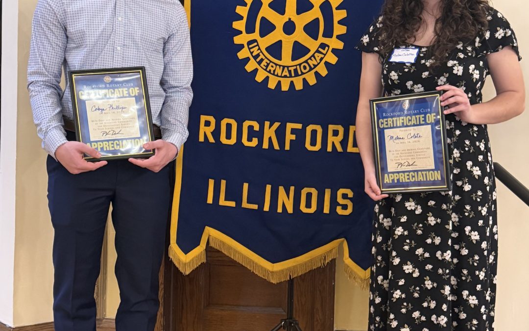     Harlem students Melina Coletta and Corbyn Phillips were recognized as Harlem’s nominees for the Annual Rockford Rotary Scholarships.
